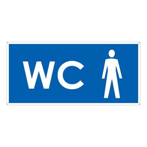 WC MĘSKI, niebieski - płyta PVC 2 mm z dziurkami 190x90 mm