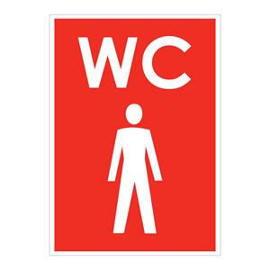 WC MUŽI, červená, plast 1 mm 105x148 mm