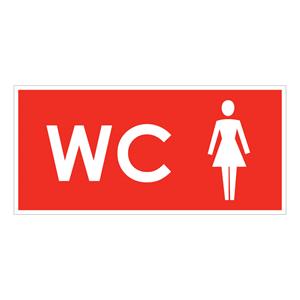 WC ŽENY, červená, plast 1 mm 190x90 mm