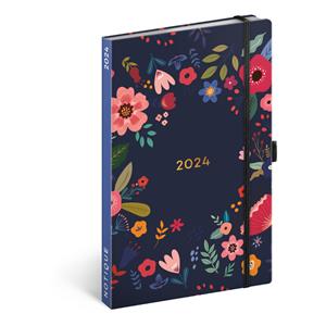 Weekly diary 2024 A5 Blue Flowers