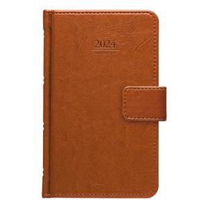 Weekly diary 2024 Kastor with loop for closing pocket - brown