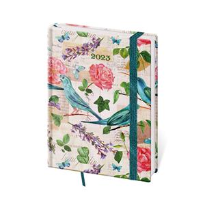 Weekly diary B6 2023 Vario with rubber band - Romantic