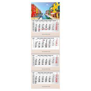 Wooden Venice fourmonths Wall Calendar Kvatro Wood Venice stacked Czech with spiral 2025 - grey