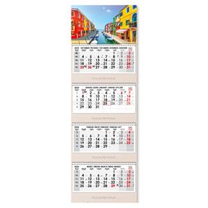 Wooden Venice fourmonths Wall Calendar Kvatro Wood Venice stacked Slovak with spiral 2024 - grey