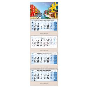 Wooden Venice fourmonths Wall Calendar Kvatro Wood Venice stacked Slovak with spiral 2025 - grey