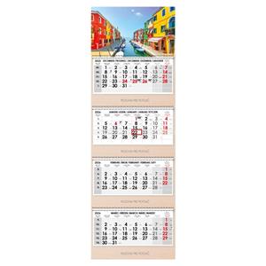 Wooden Venice fourmonths Wall Calendar Kvatro Wood Venice stacked Slovak with spiral 2026 - grey