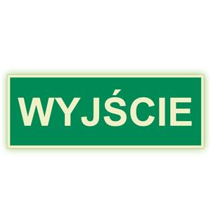 Wyjście - fotoluminescencyjny znak, płyta PVC 1 mm 300x120 mm