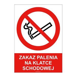 ZAKAZ PALENIA NA KLATCE SCHODOWEJ, naklejka 148x210 mm