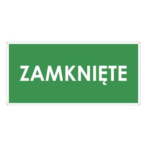 ZAMKNIĘTE, zielony - płyta PVC 2 mm z dziurkami 190x90 mm