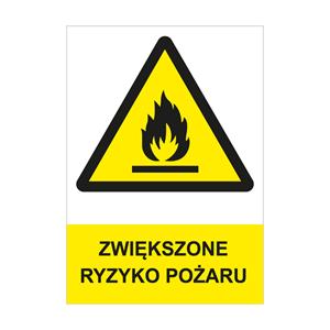 ZWIĘKSZONE RYZYKO POŻARU - znak BHP, płyta PVC A4, 2 mm